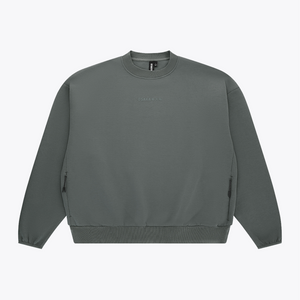 Unisex crewneck sweater in dark grey melange, ribbed cuffs and hem #DarkGreyMelange