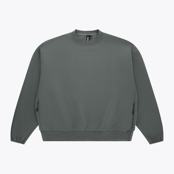 Unisex crewneck sweater in dark grey melange, ribbed cuffs and hem #DarkGreyMelange