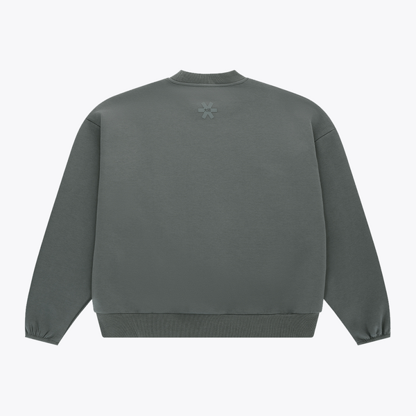 Unisex crewneck sweater in dark grey melange, small back-neck logo #DarkGreyMelange