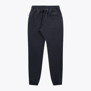 Navy unisex sweatpants with elastic waistband, front pocket seam, and cuffs #Navy