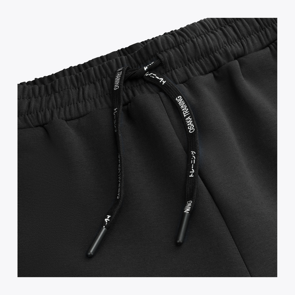 Black sweatpants waistband with elastic cuffs and drawstring #Black
