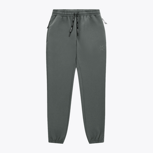 Unisex dark grey melange sweatpants with elastic waistband and drawstring ties #DarkGreyMelange