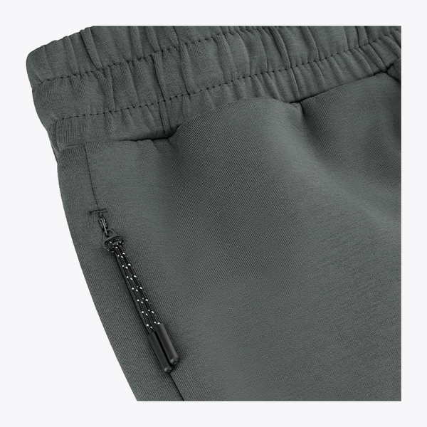 Dark grey sweatpants with zip detail on the side seam and elastic waist #DarkGreyMelange