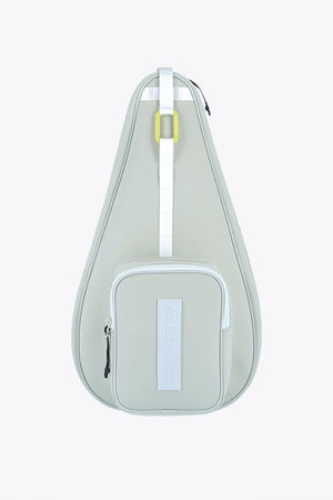 Osaka neoprene padel bag in light grey with logo in white. Front view