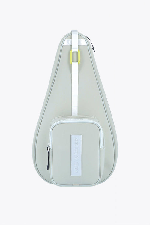 Osaka neoprene padel bag in light grey with logo in white. Front view