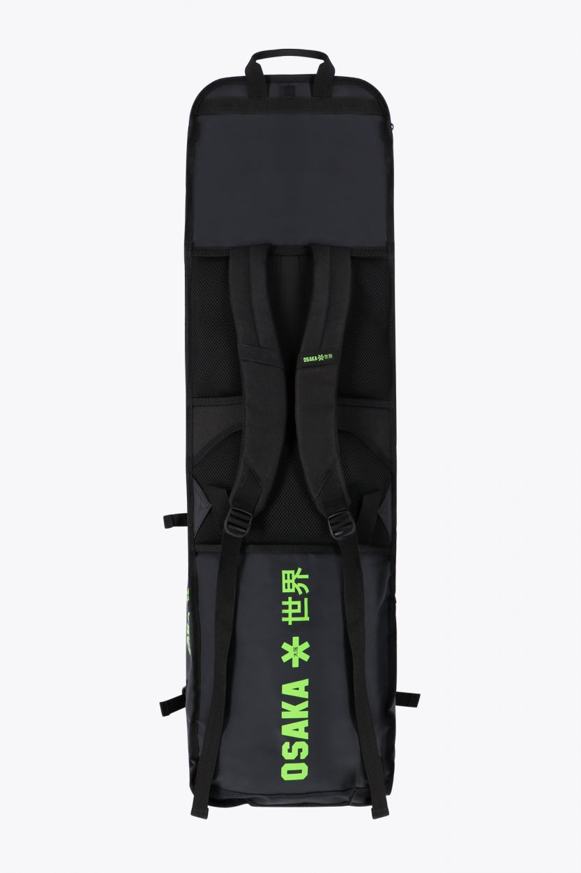 Pro Tour stickbag extra large in black with logo in green. Front view