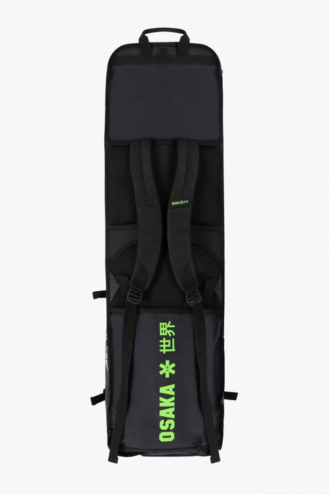 Pro Tour stickbag extra large in black with logo in green. Front view