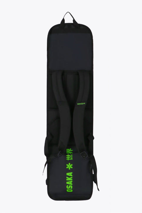 Pro Tour stickbag large in black with logo in green. Front view
