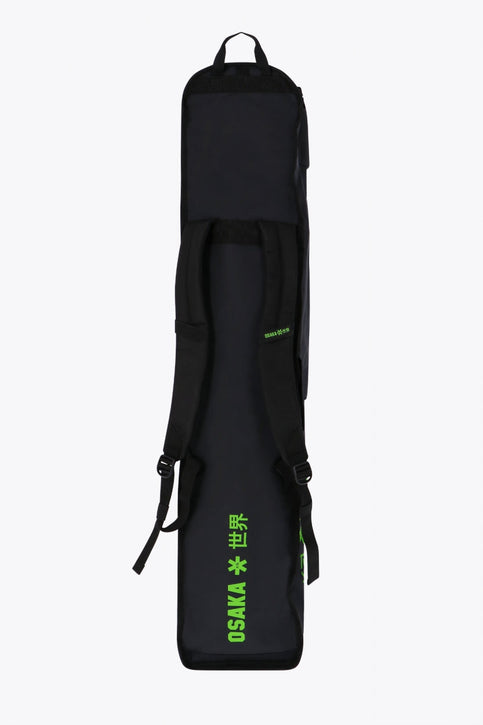 Pro Tour stickbag medium in black with logo in green. Front view