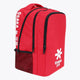 Osaka sports backpack in red with logo in white. Side view