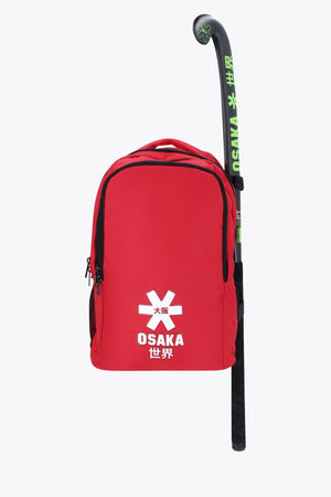 Osaka sports backpack in red with logo in white. Front view