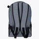 Osaka sports backpack in light grey with logo in blue. Back view