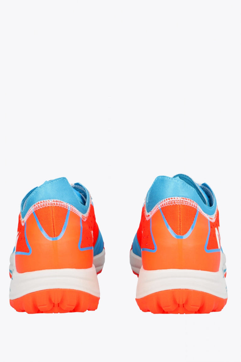 Osaka footwear Ido Mk1 in orange and blue with logo in white. Back view