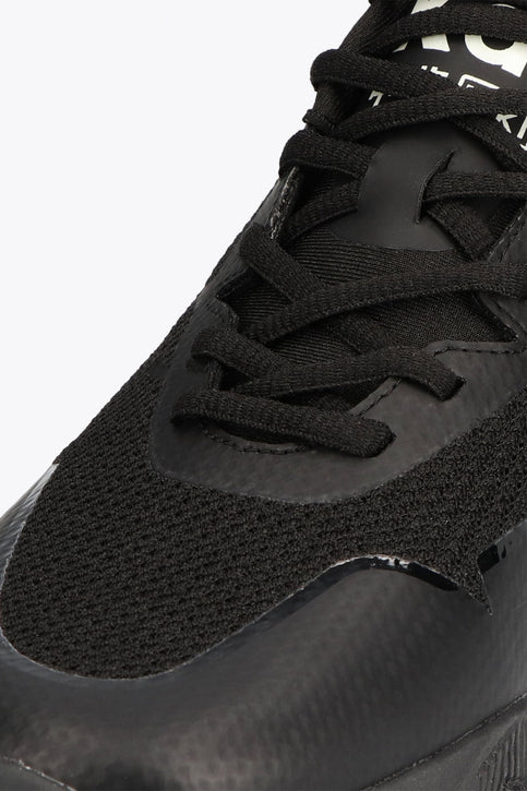 Osaka footwear Kai Mk1 in black with logo in grey. Side view