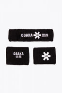 Osaka black sweatbands set with logo in white