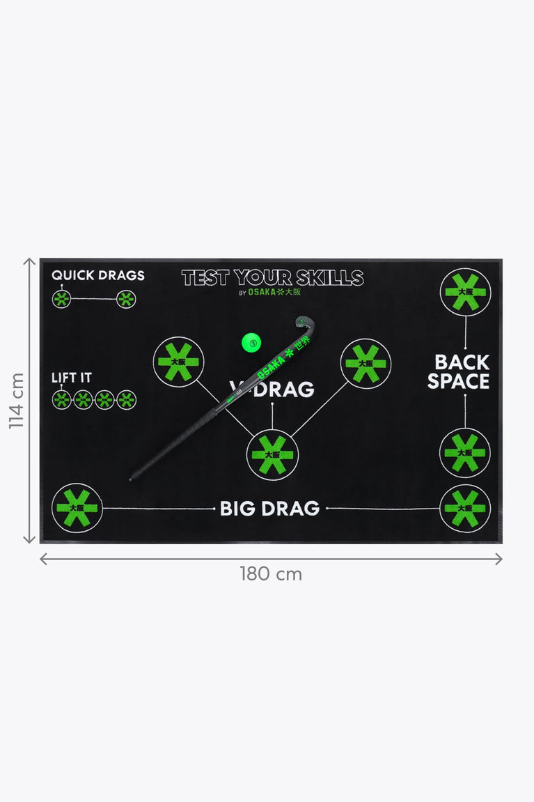 Osaka field hockey skill carpet. From above view with measurements