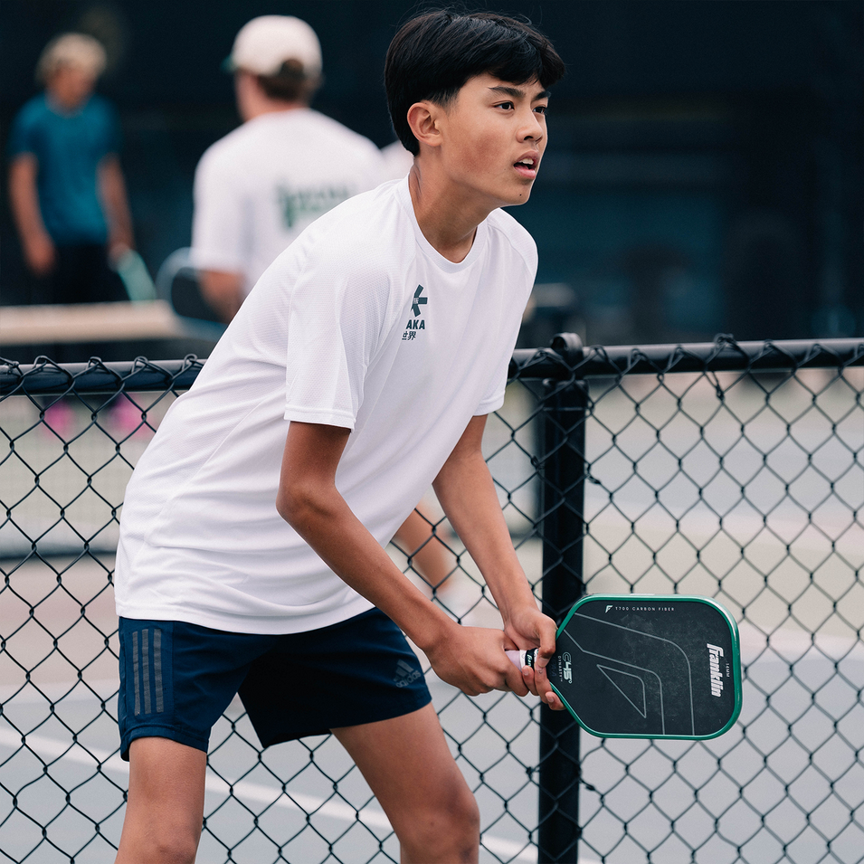 OSAKA Pickleball Athlete Phi Trinh ready to return a serve