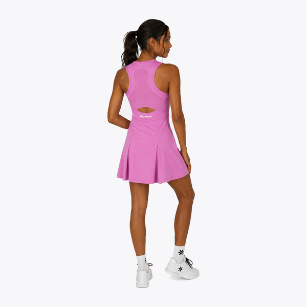 Osaka World Floucy Dress Rose Bud | #RoseBud | On back of female model