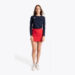 Osaka Women Training Skort #Red | full body shot of model with skort