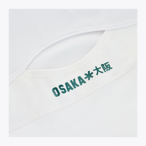 Osaka World Floucy Dress London White | #LondonWhite | Back logo close up
