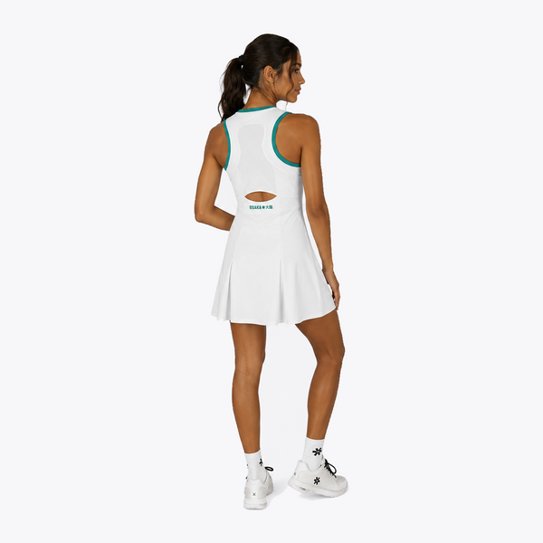 Osaka World Floucy Dress London White | #LondonWhite | Back of female model