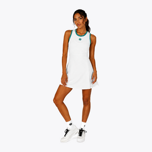 Osaka World Floucy Dress London White | #LondonWhite | Front of female model