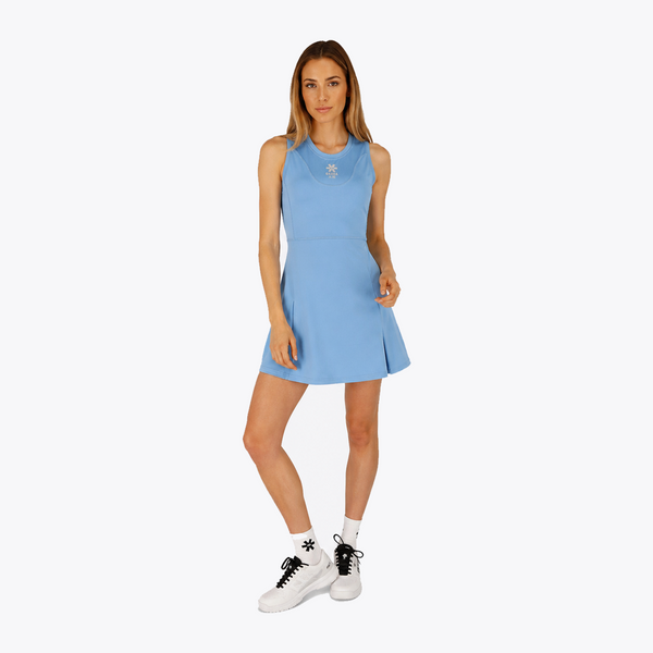 Osaka World Floucy Dress Silver Lake Blue | #SilverLakeBlue | Front of female model
