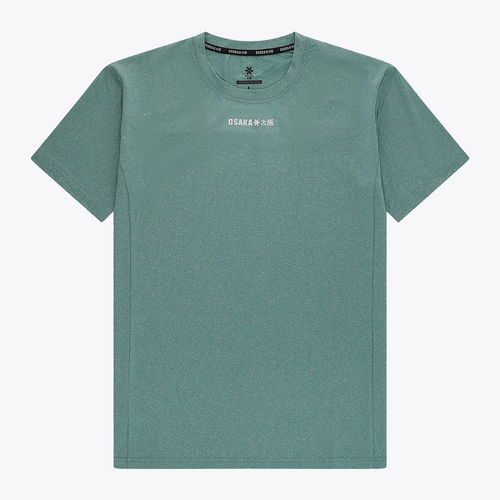 Osaka Men’s Apex Training Tee in Pineneedle green featuring a lightweight performance fabric, crew neck design, and reflective Osaka Osaka logo across the upper chest. #Pineneedle