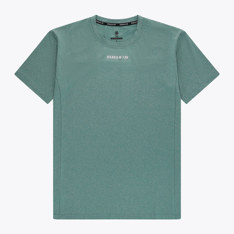 Osaka Men’s Apex Training Tee in Pineneedle green featuring a lightweight performance fabric, crew neck design, and reflective Osaka Osaka logo across the upper chest.