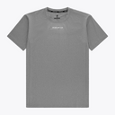 Osaka Men’s Apex Training Tee in Quiet Gray with reflective chest logo, lightweight moisture-wicking fabric, and athletic training fit. #QuiteGray