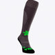Osaka Field Hockey Socks in grey with Osaka logo in green. Side view