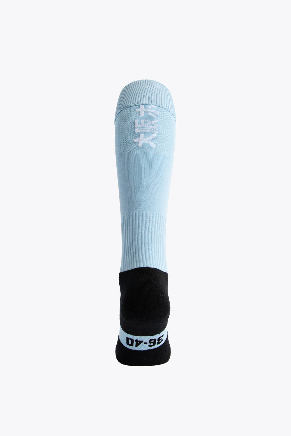 Osaka Field Hockey Socks in light blue with Osaka logo in green. Front view
