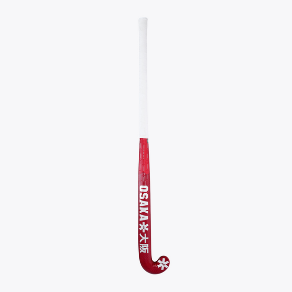 Hot pink field hockey stick with white grip, OSAKA text, and star logo near the base #HotPink | Osaka World