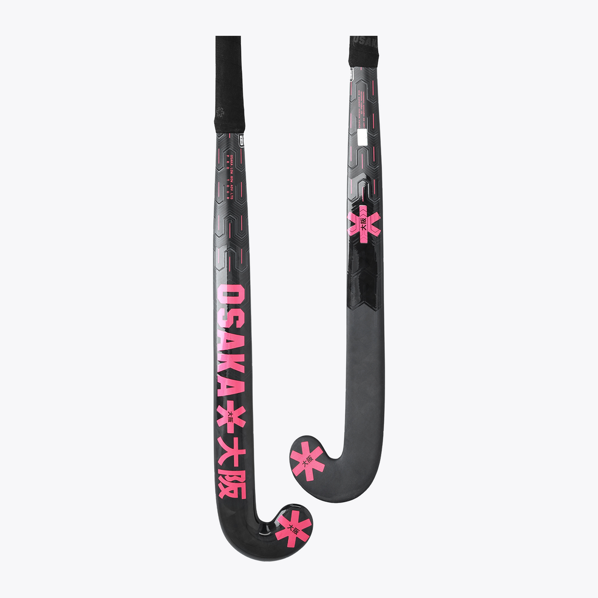Black field hockey stick with hot pink low-bow head and grip tape #HotPink | Osaka World