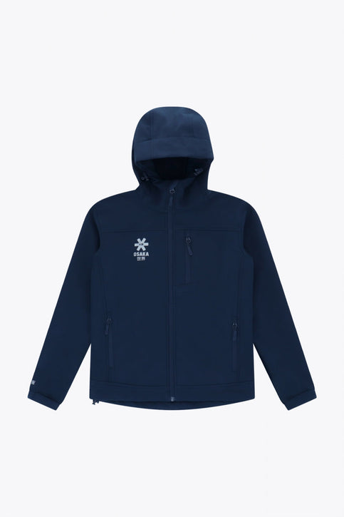Osaka Kids Softshell Jacket in Navy. Front flatlay view