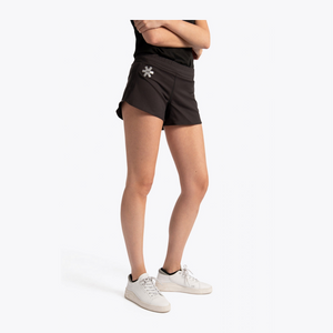 Osaka Women Training Active Short close up of front of product on a model #Black
