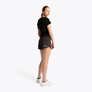 Osaka Women Training Active Short full body model shot from behind #Black